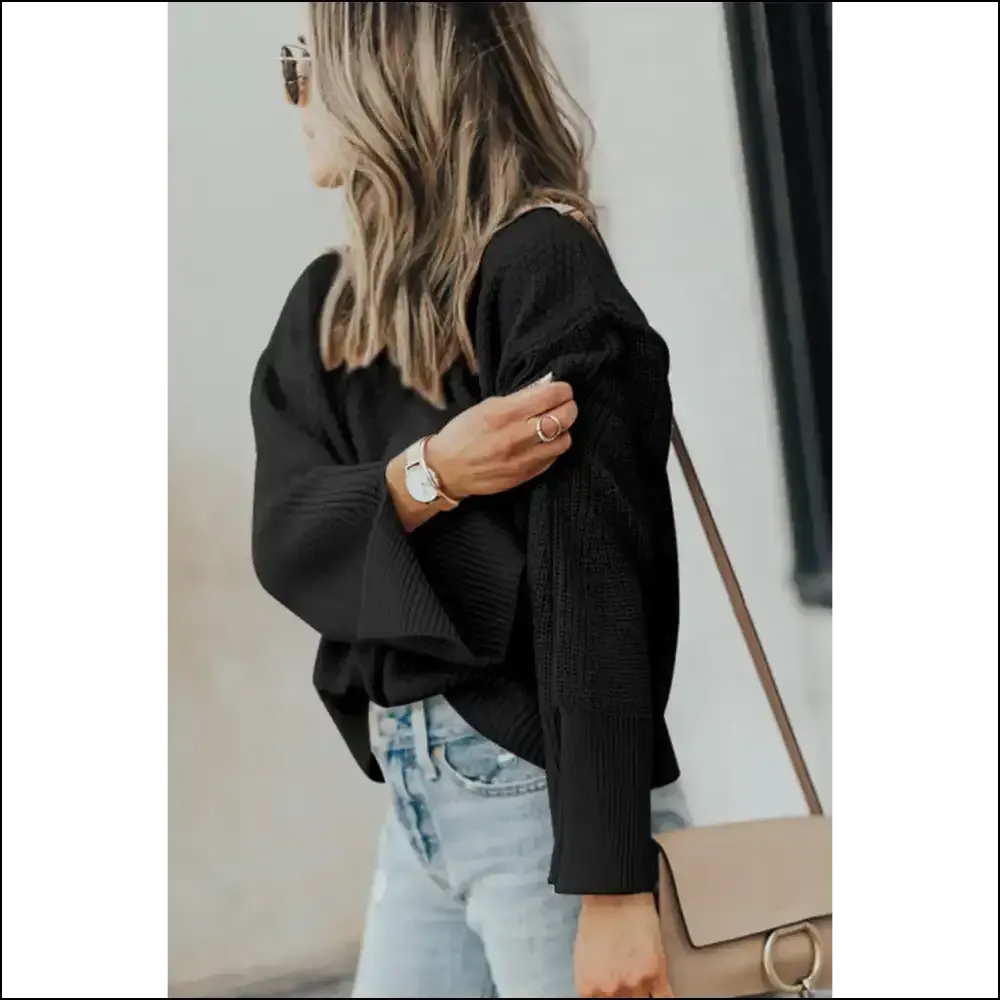 Black Textured Knit: Sweater so Good, It's Basically Therapy 🖤 Needful Things