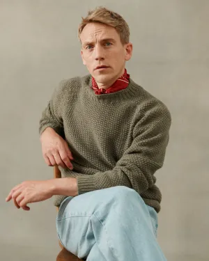 Blue Mogganer Maritime Moss Stitch Chunky Seamless Sweater - Moss Green