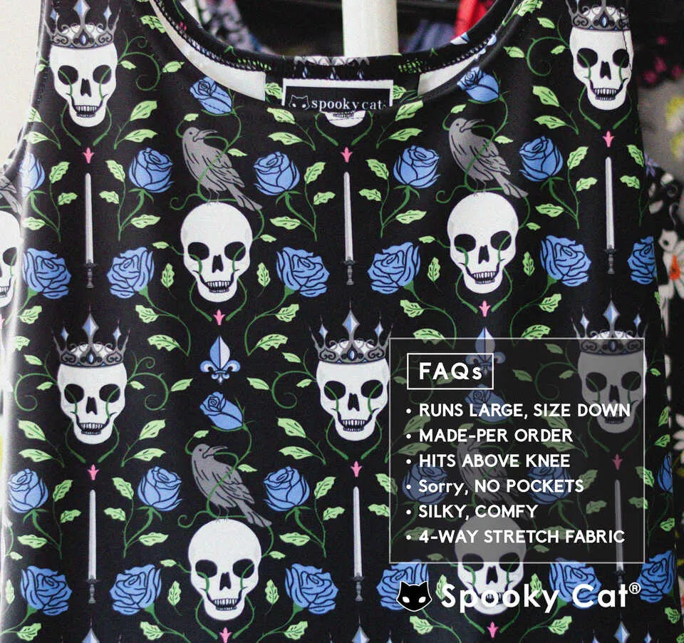 Blue Rose & Skull Floral Skater Dress