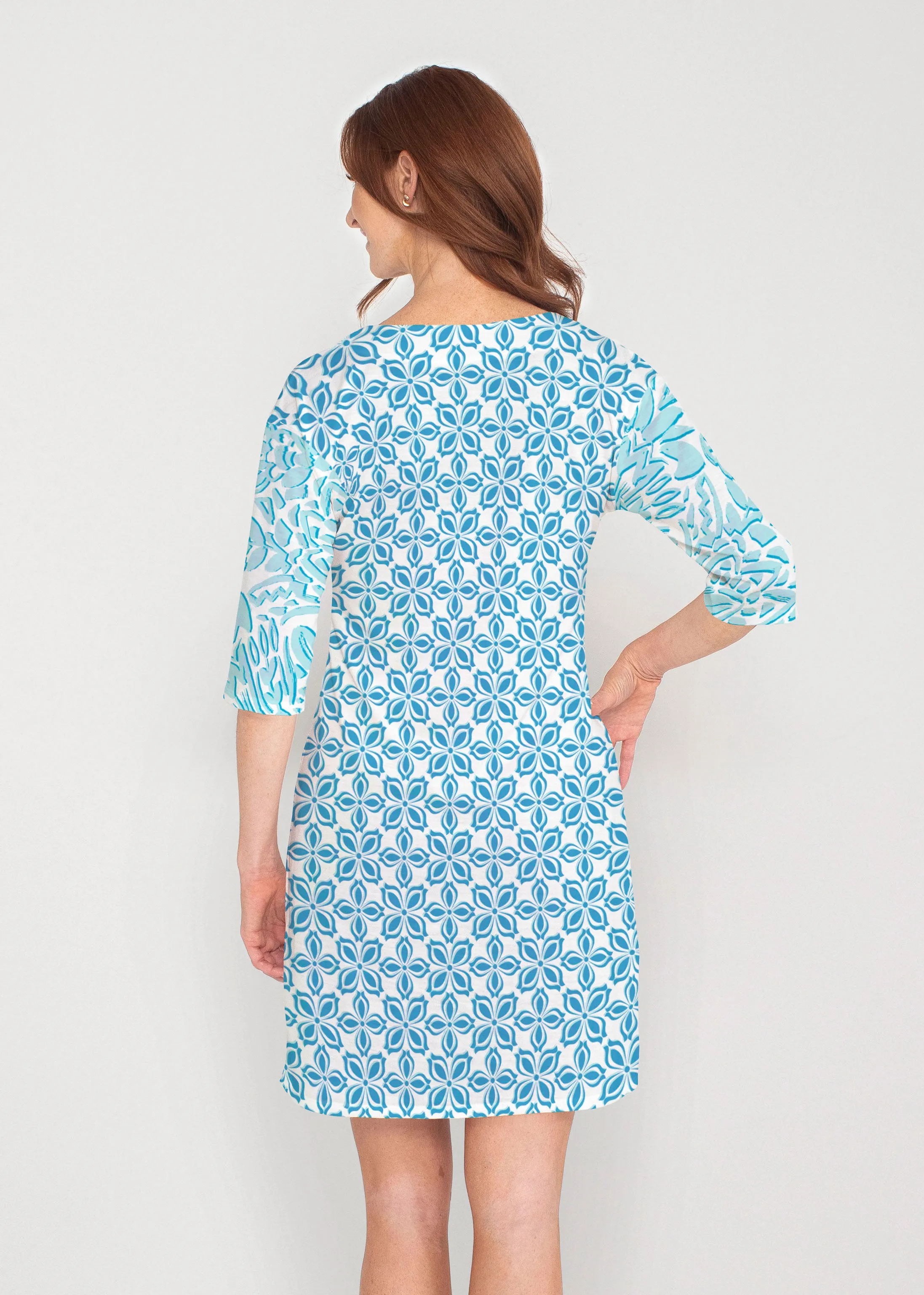 Bohemian Summer (8072) ~ Drop Shoulder 3/4 Sleeve V-Neck Dress