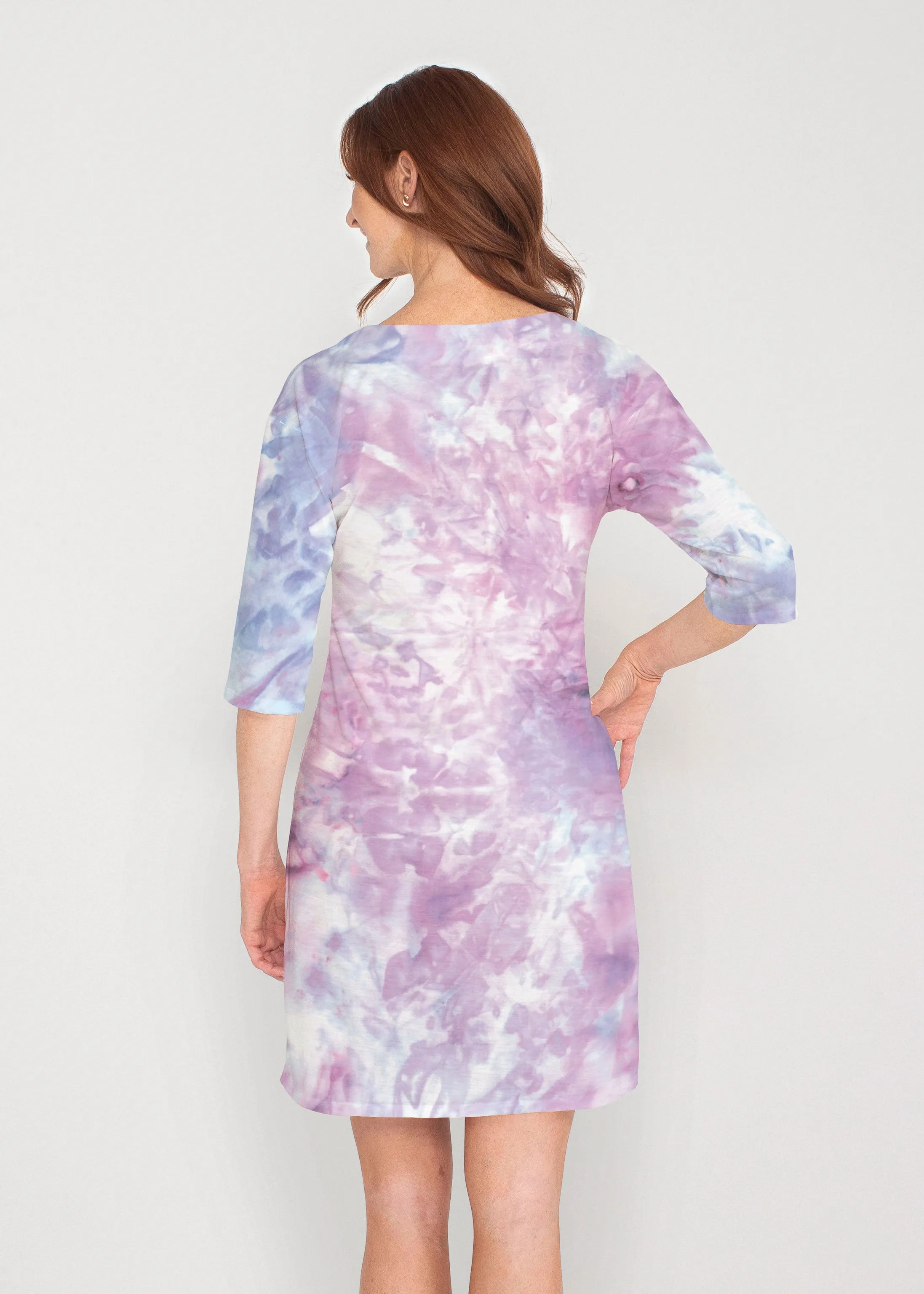 Boho Ice (16230) ~ Drop Shoulder 3/4 Sleeve V-Neck Dress
