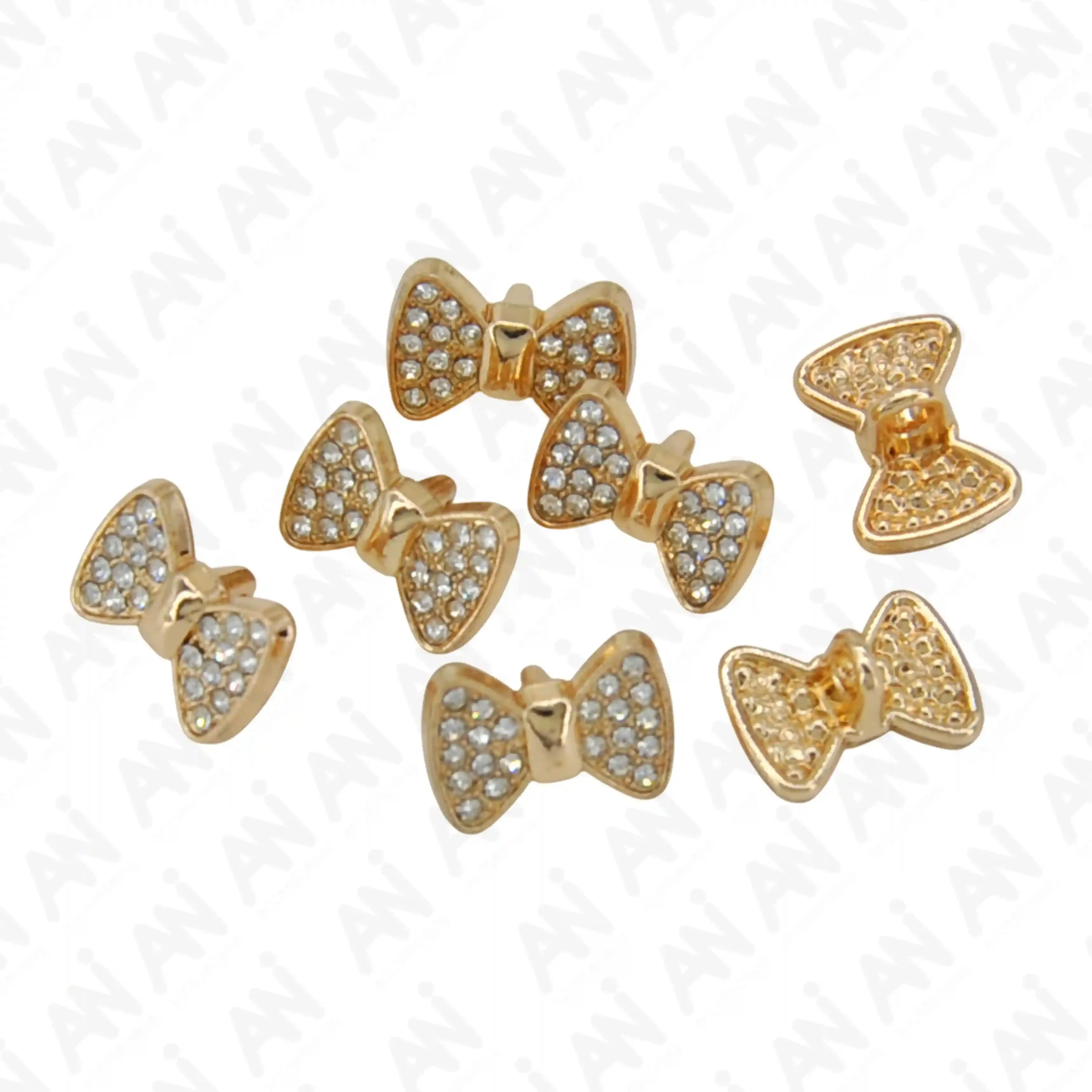 Bow Style Rhinestone Shirt Buttons