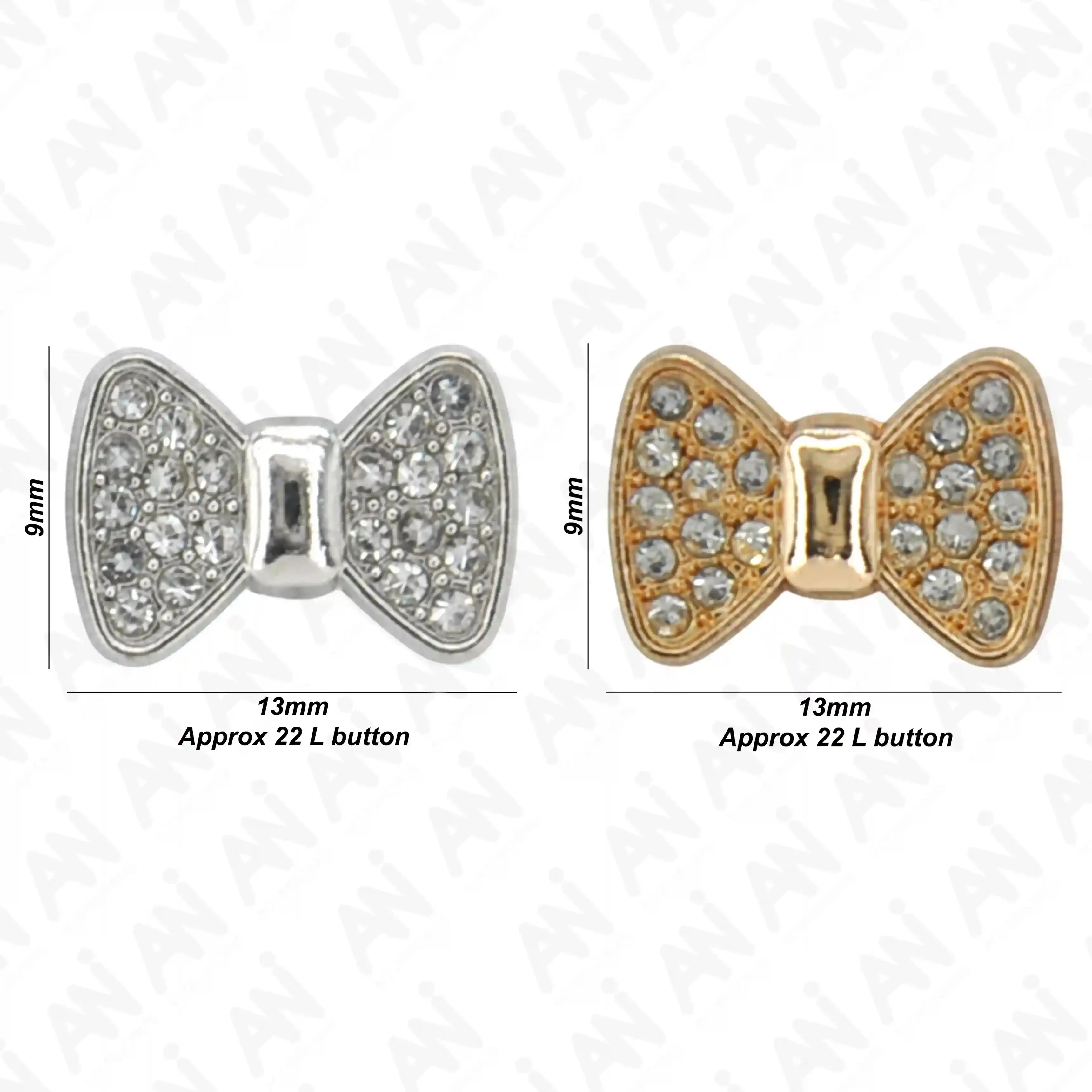 Bow Style Rhinestone Shirt Buttons