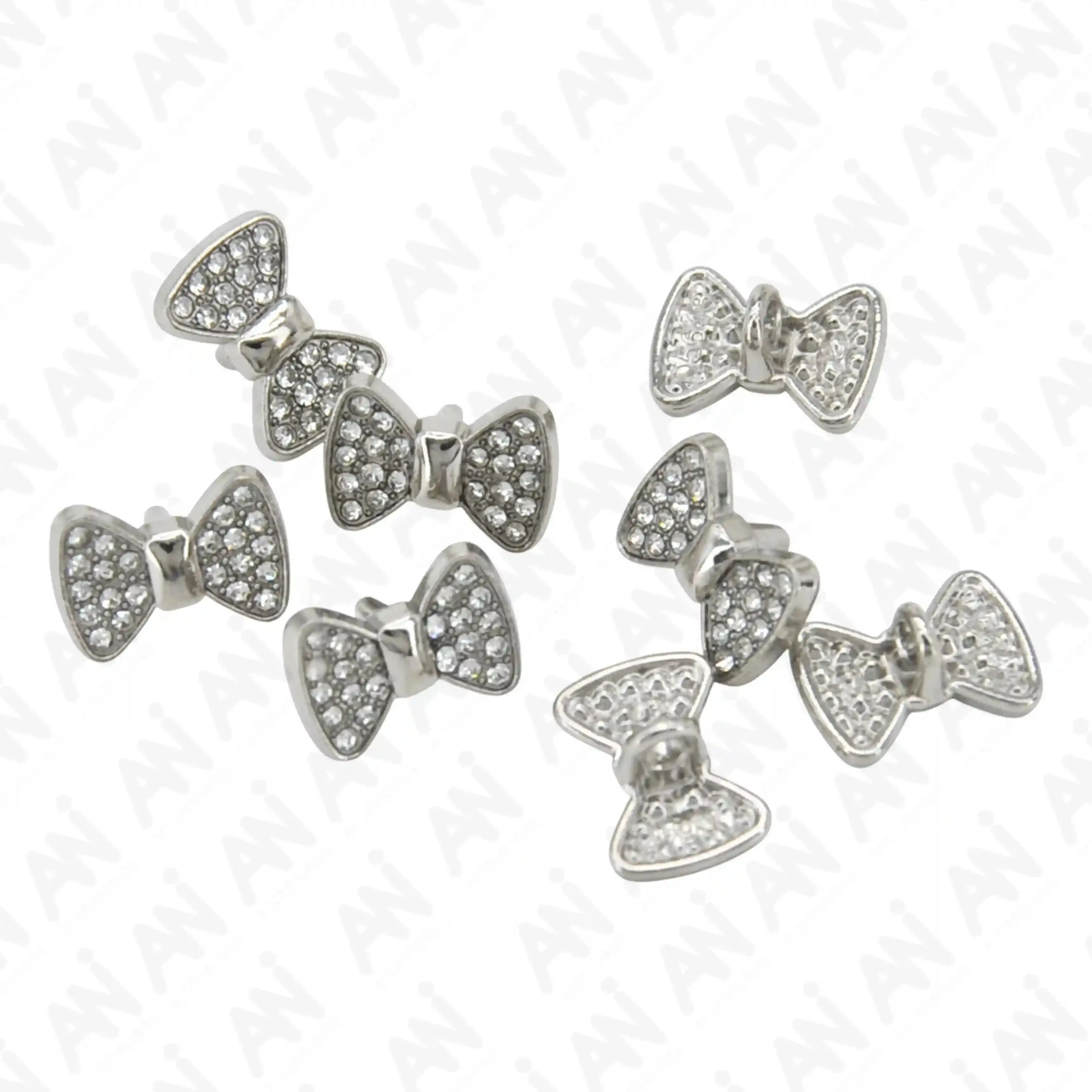 Bow Style Rhinestone Shirt Buttons