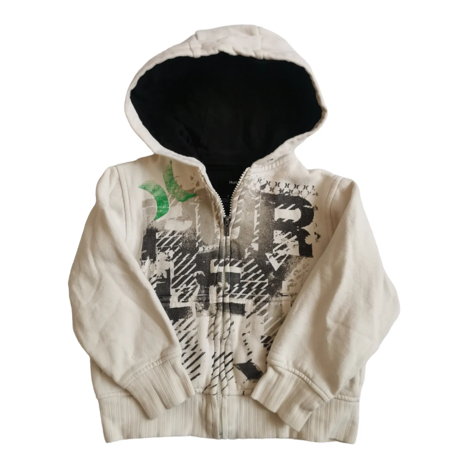 BOY SIZE 4 YEARS - HURLEY, Thick Graphic Zippered Hoodie VGUC B29