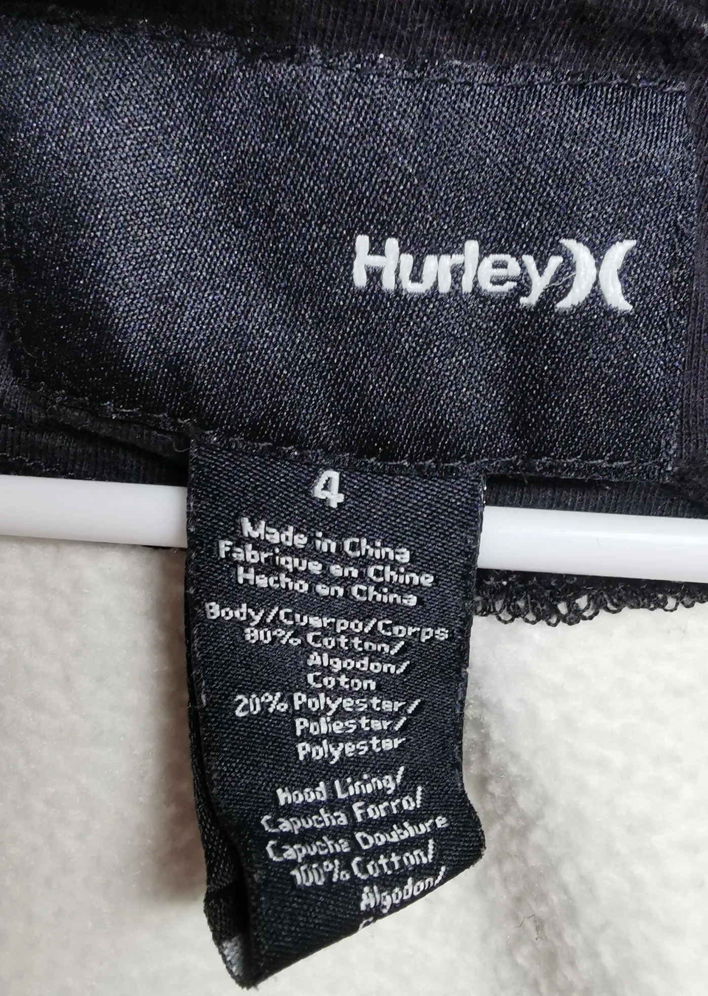 BOY SIZE 4 YEARS - HURLEY, Thick Graphic Zippered Hoodie VGUC B29