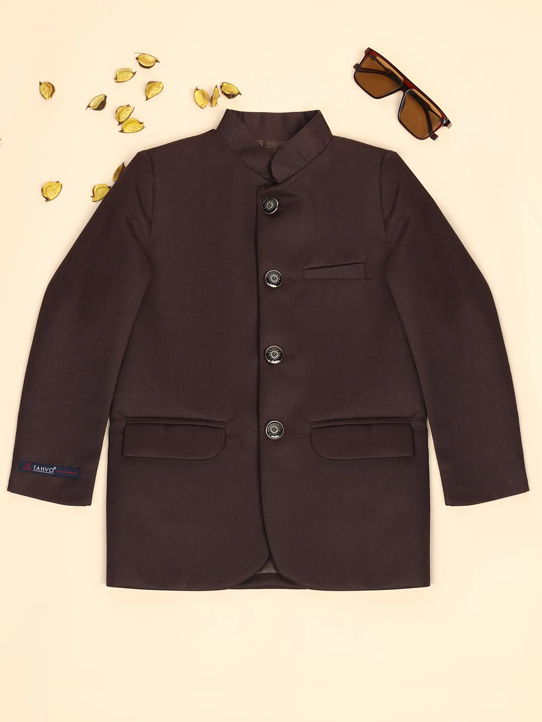 Boys Brown Bandhgala Blazer