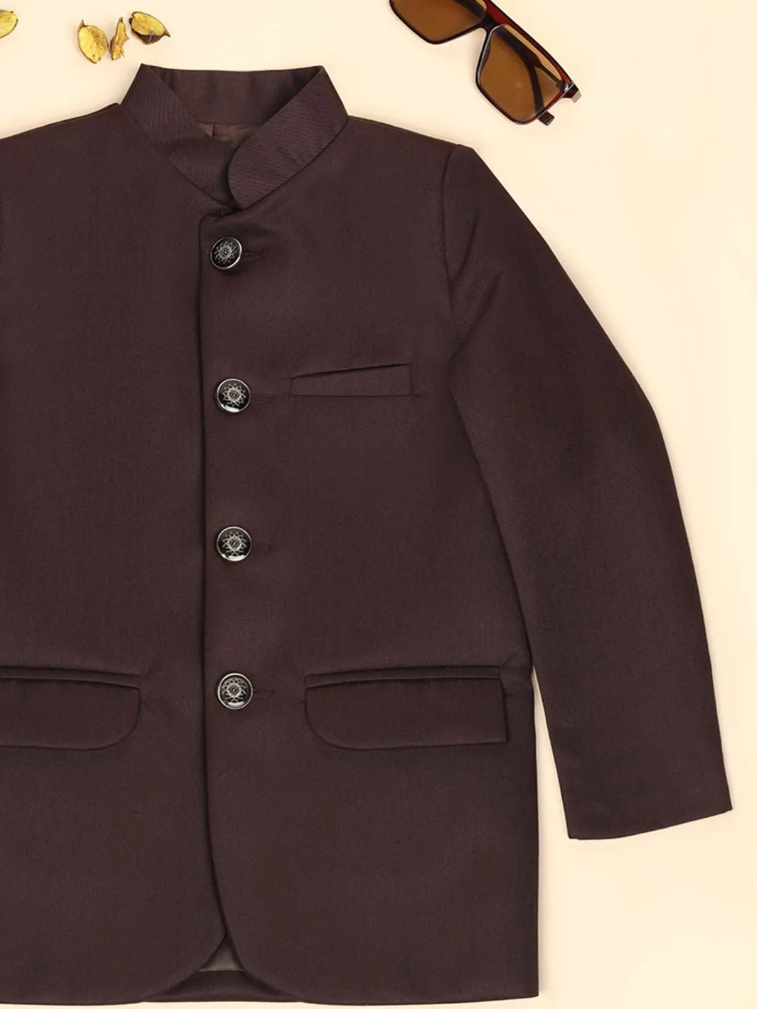 Boys Brown Bandhgala Blazer