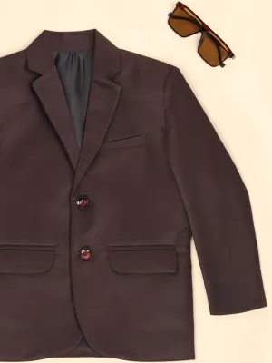 Boys Coffee Brown Notched Bandhgala Blazer
