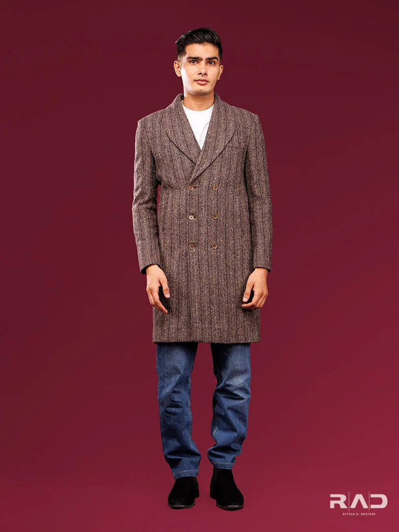 Brown Herringbone Trenchcoat