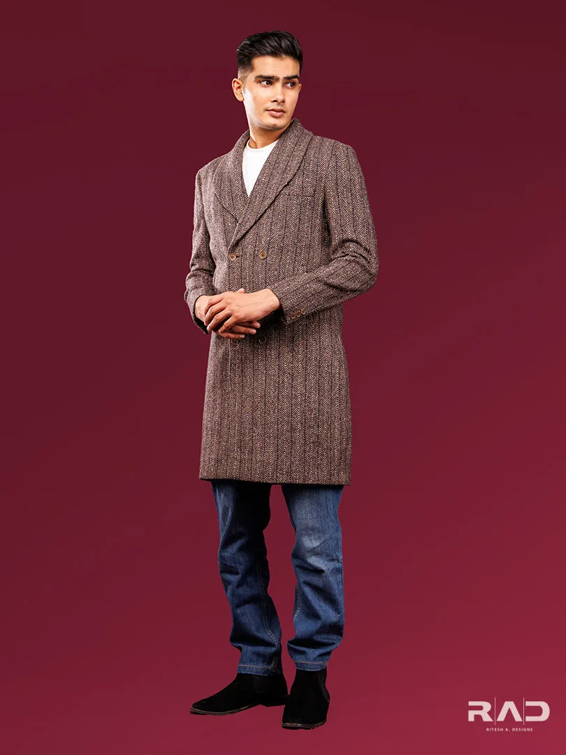Brown Herringbone Trenchcoat