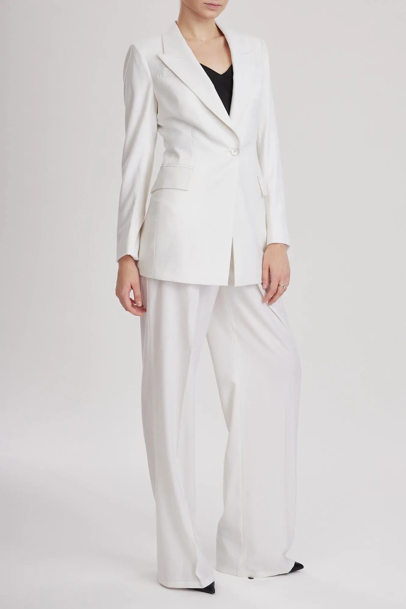 Broxbourne Jacket - Single breasted fitted jacket in white wool