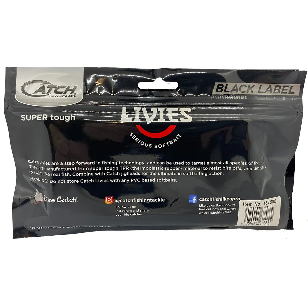 Catch Black Label Livies Softbait 5 or 7" Jerkshad - White Warrior Glow