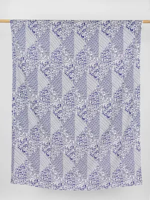 Ceramic Patchwork Print Ecovero Viscose - Cobalt   Cream - Swatch