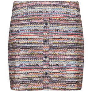 CF Button Placket Skirt Boucle Print