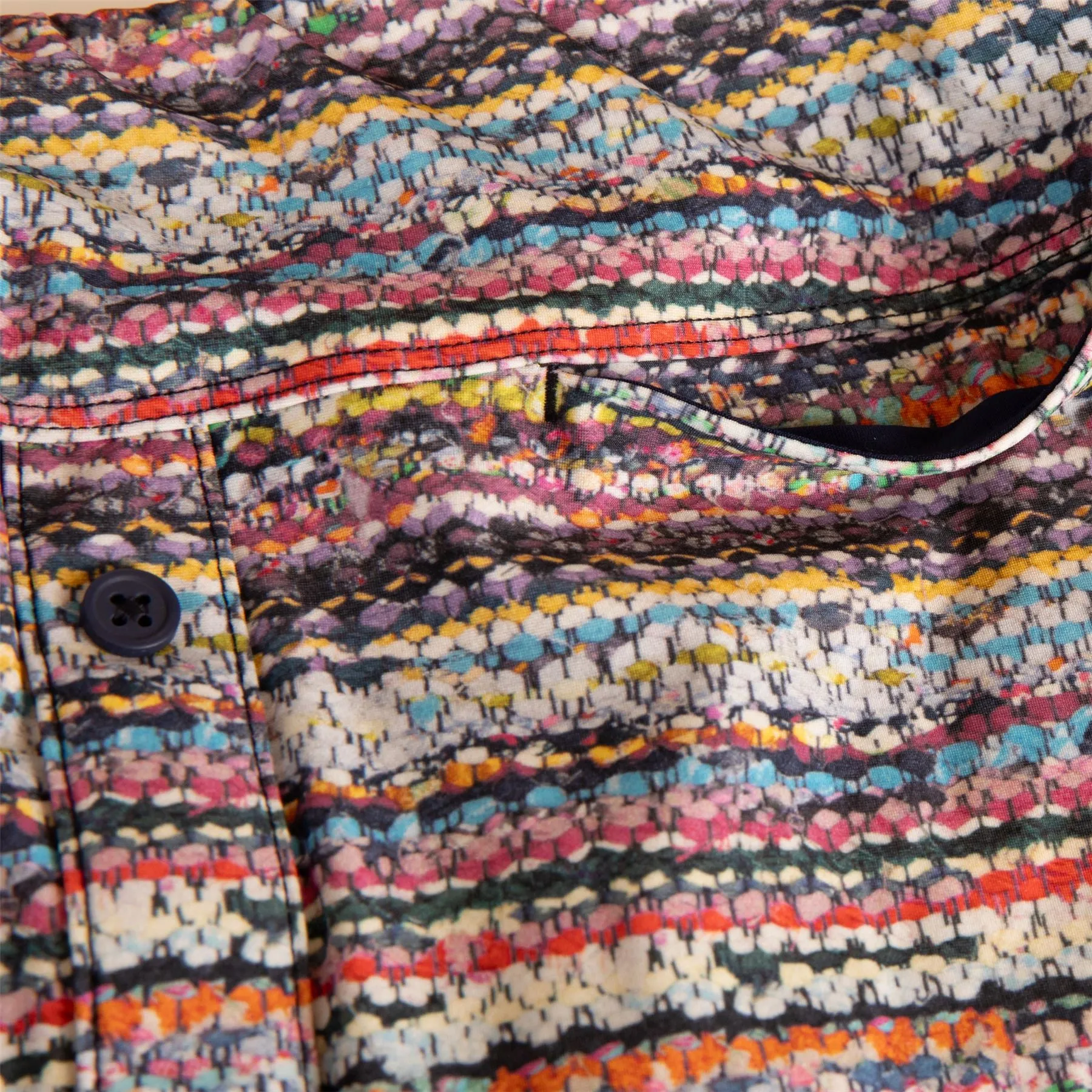 CF Button Placket Skirt Boucle Print