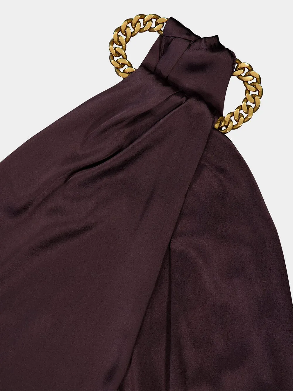 Chain Halterneck Satin Maxi Dress