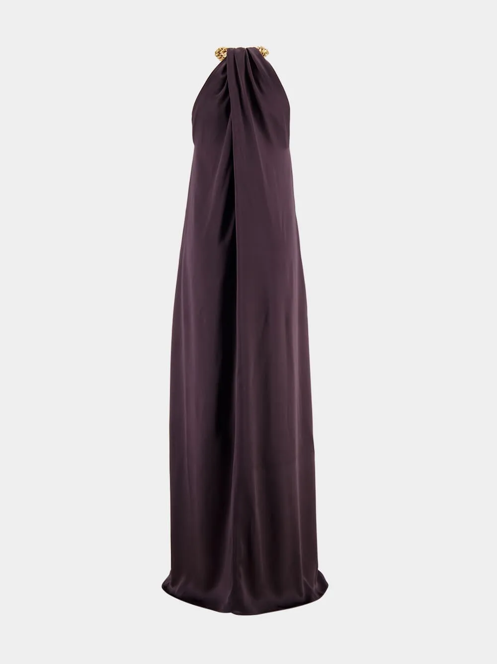 Chain Halterneck Satin Maxi Dress