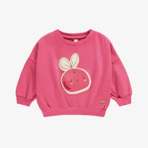 Chandail manches longues rose avec illustration de cerises, naissance || Pink long sleeves sweater with cherry illustration, newborn