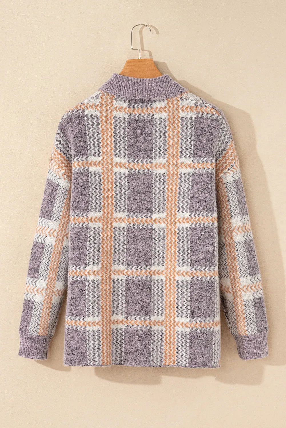 Charlotte Plaid Button Up Collared Neck Cardigan