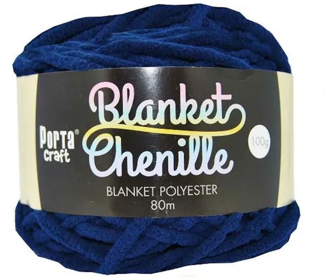 Chenille Blanket Yarn 100g 80m 12ply -  Dark Blue