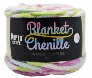 Chenille Blanket Yarn 100g 80m 12ply -  Pastel Rainbow