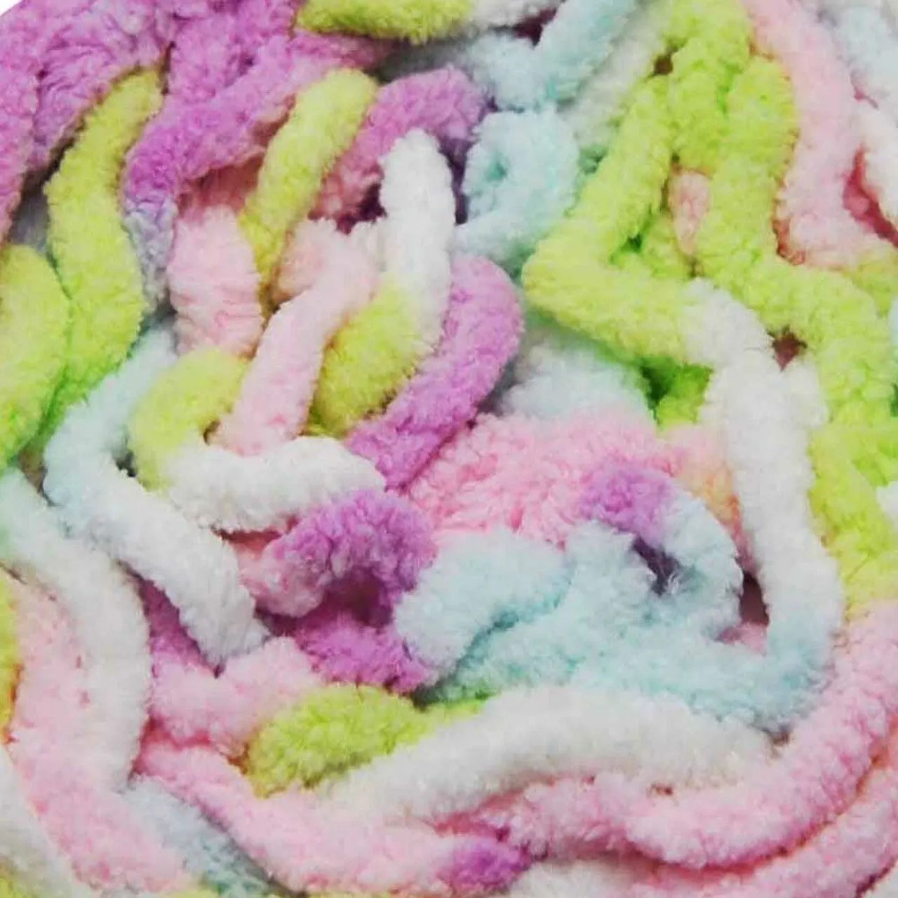 Chenille Blanket Yarn 100g 80m 12ply -  Pastel Rainbow