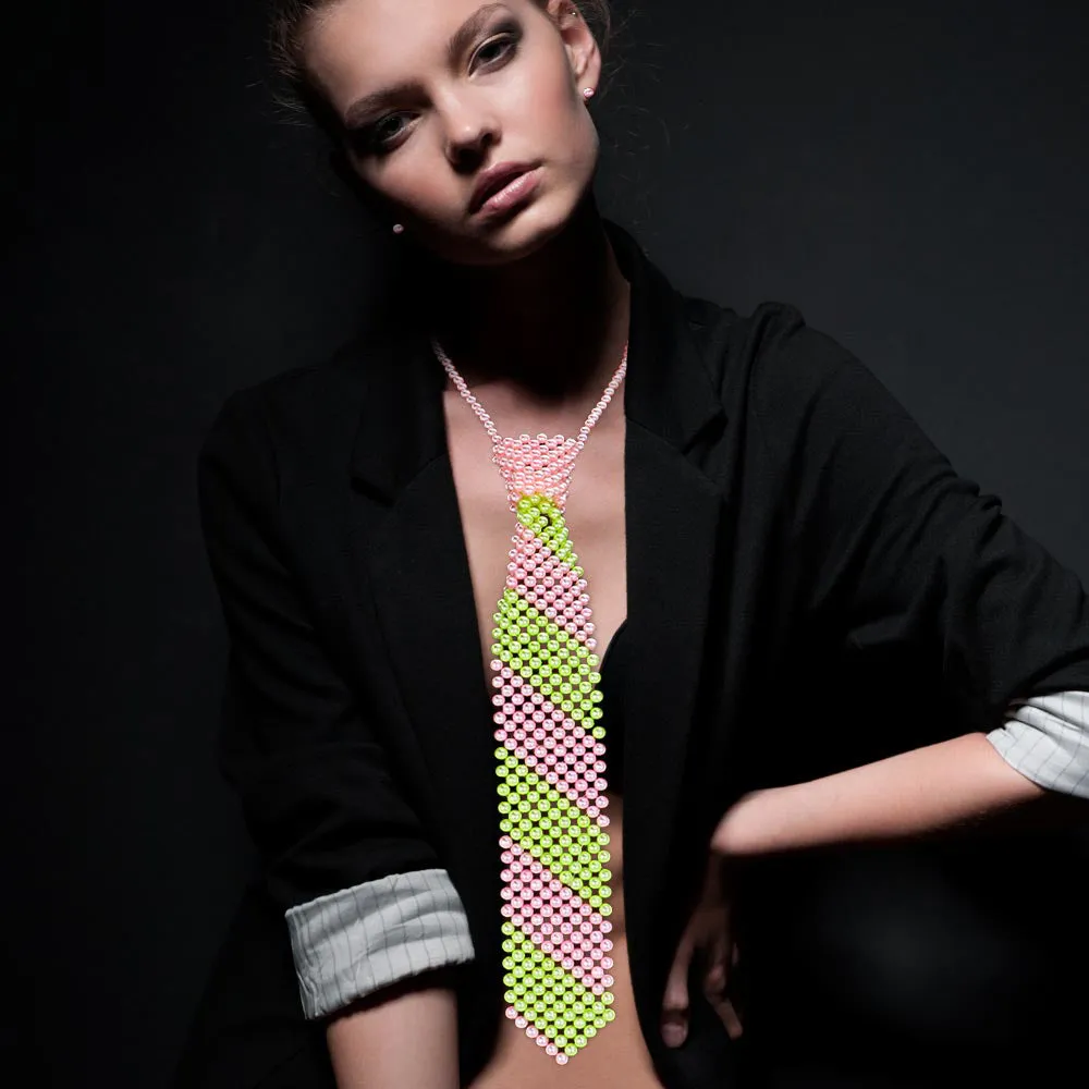 Chic Beaded Tie Necklace