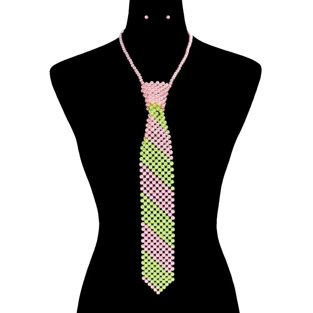 Chic Beaded Tie Necklace