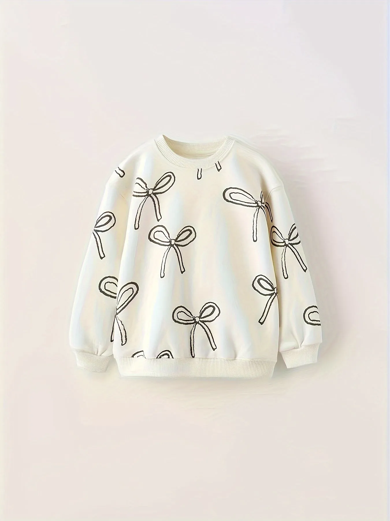 Chic Floral Long-Sleeve Cotton Blend Girls’ Sweatshirt | Crew Neck, Stretch Fabric, Rib-Knit Details | Perfect for Daily Wear, Parties, Gift