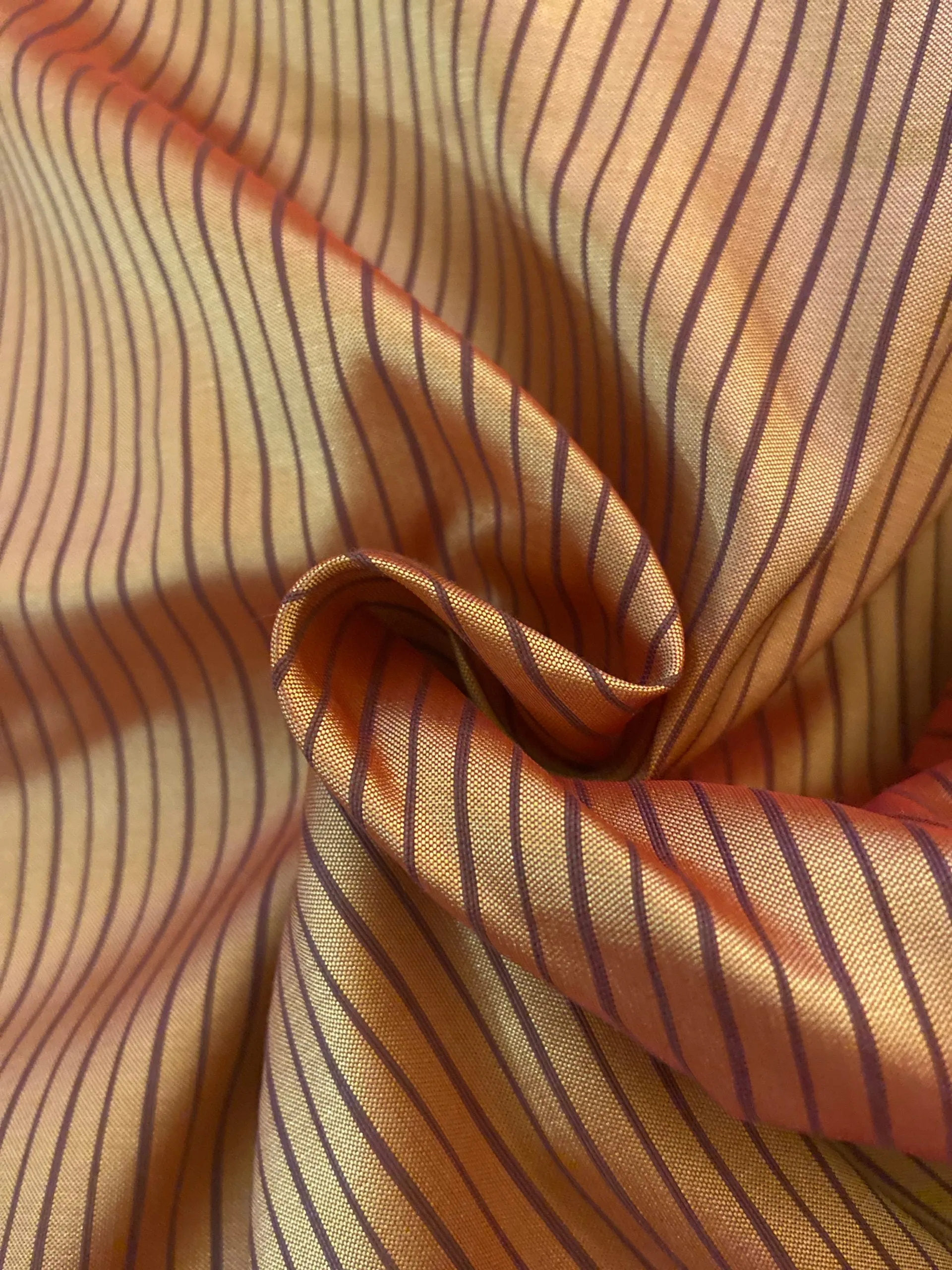 Cinnamon Striped Taffeta