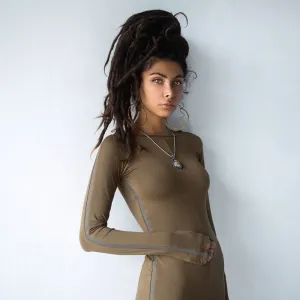 CIRCE Combo Long Sleeve Mini Dress