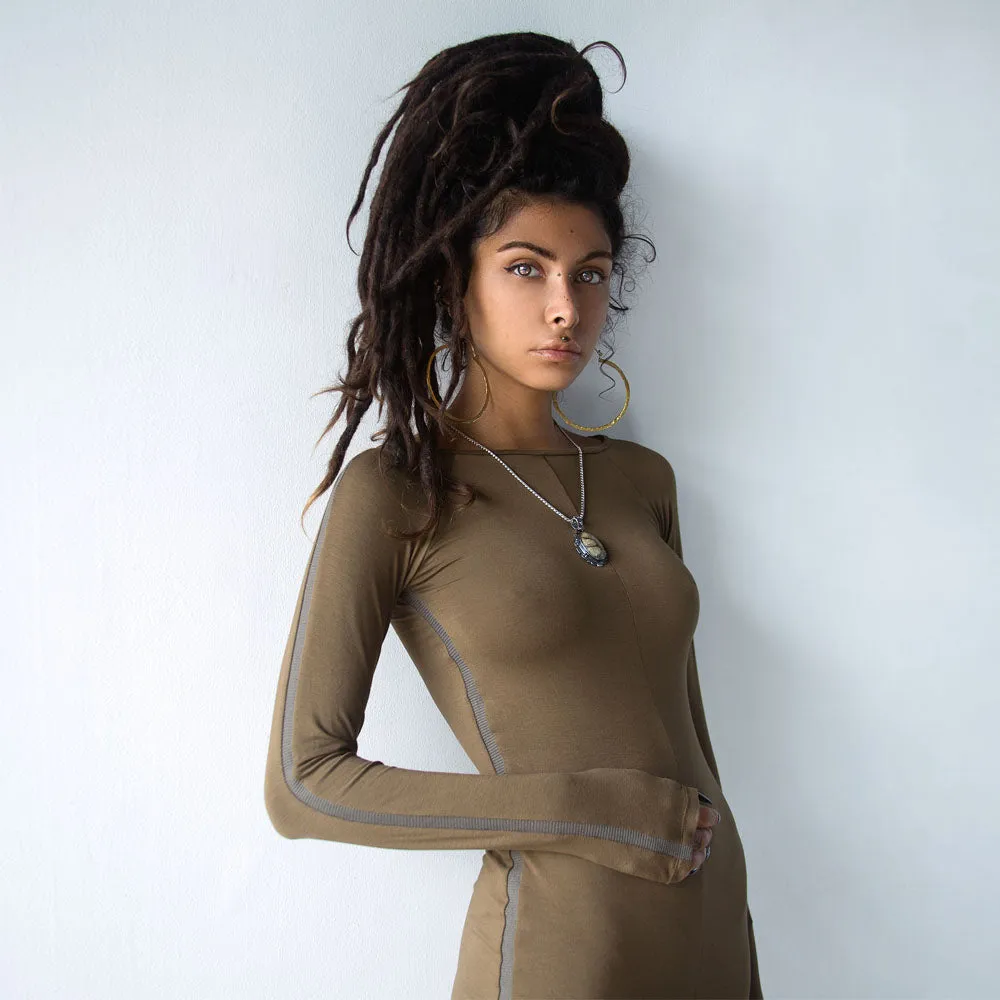 CIRCE Combo Long Sleeve Mini Dress