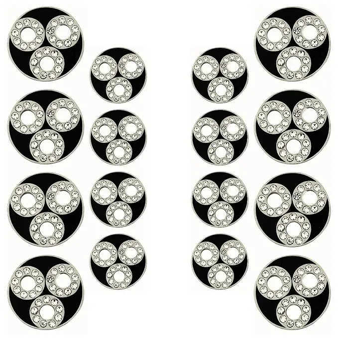 Circular Metal Buttons with Diamond Accents