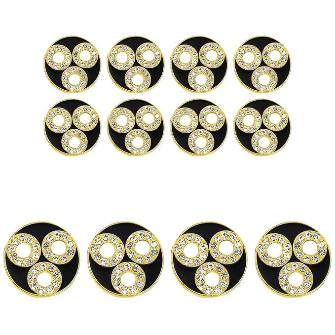 Circular Metal Buttons with Diamond Accents