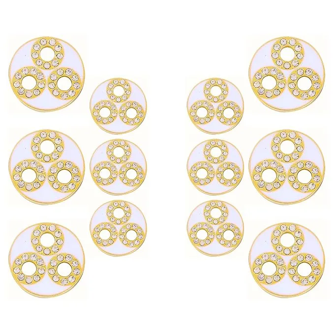 Circular Metal Buttons with Diamond Accents