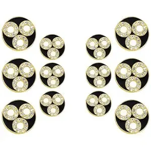 Circular Metal Buttons with Diamond Accents