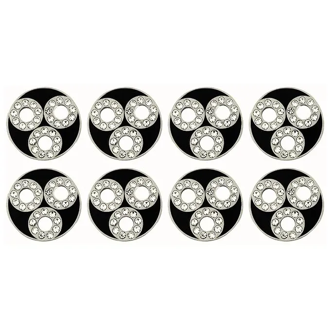 Circular Metal Buttons with Diamond Accents