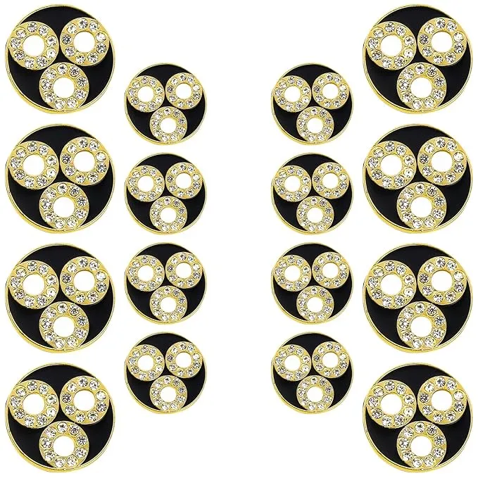 Circular Metal Buttons with Diamond Accents