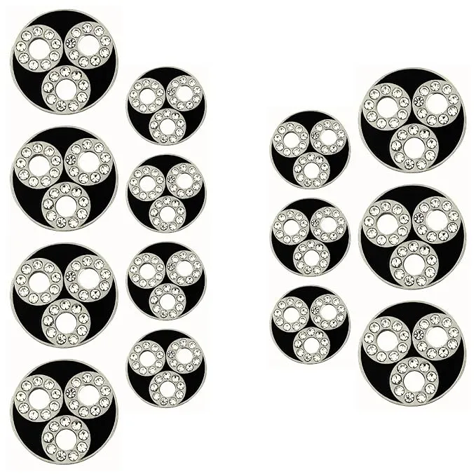 Circular Metal Buttons with Diamond Accents