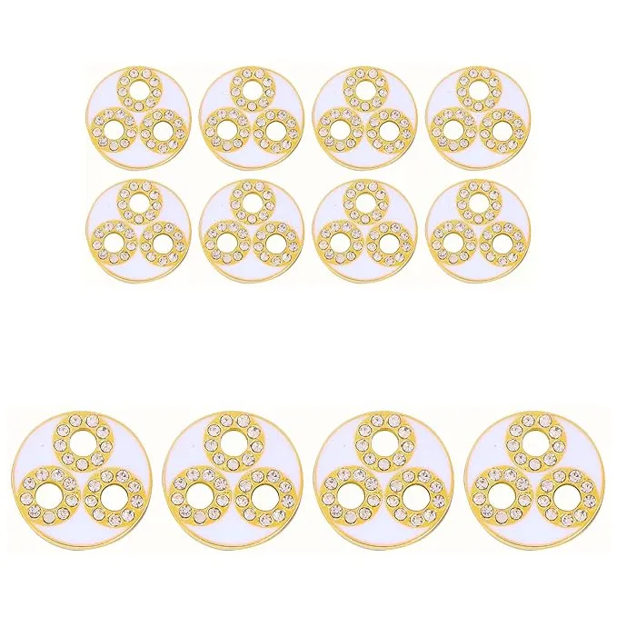 Circular Metal Buttons with Diamond Accents