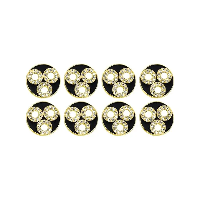 Circular Metal Buttons with Diamond Accents