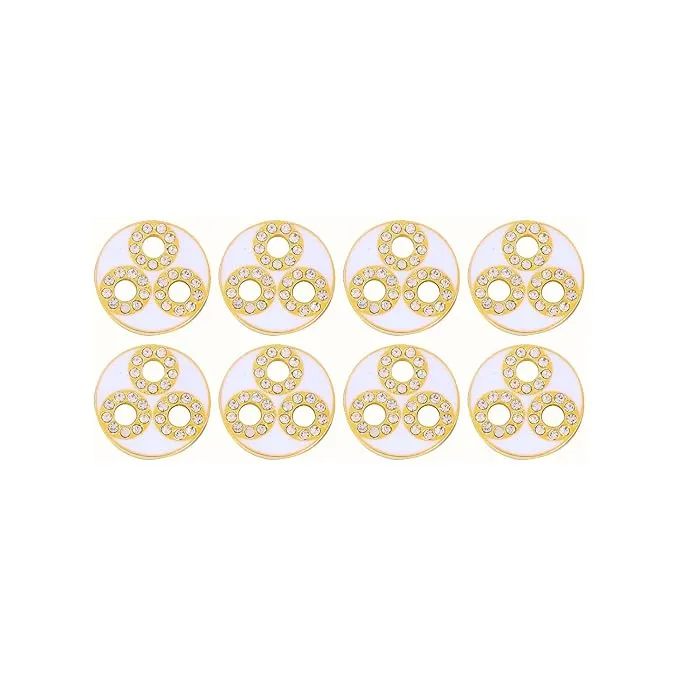 Circular Metal Buttons with Diamond Accents