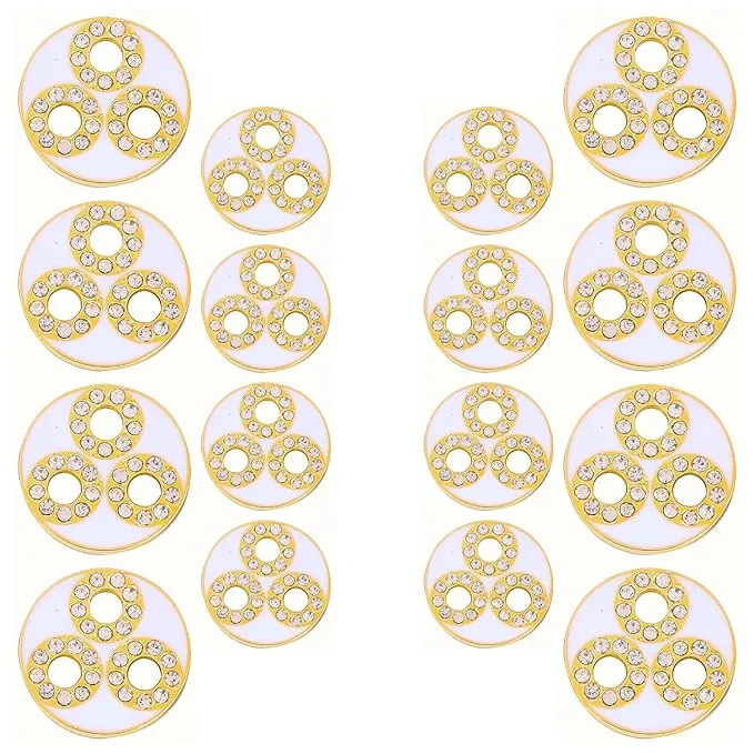 Circular Metal Buttons with Diamond Accents