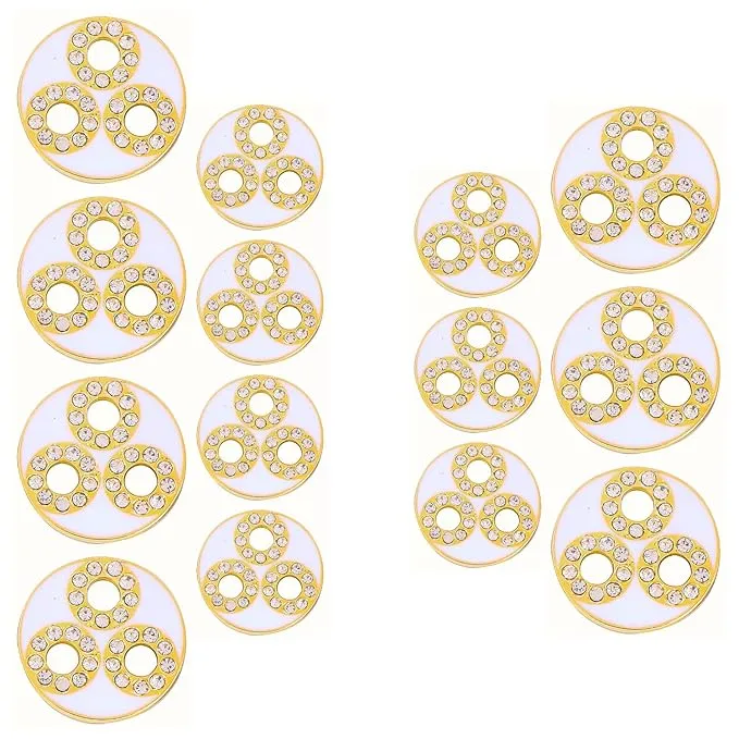Circular Metal Buttons with Diamond Accents