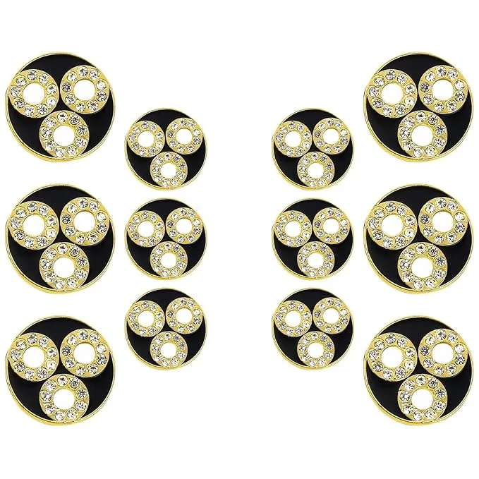 Circular Metal Buttons with Diamond Accents
