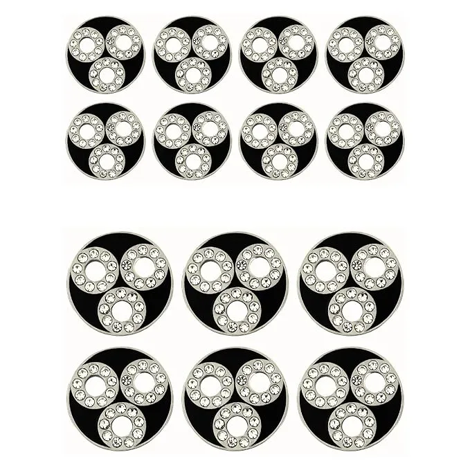 Circular Metal Buttons with Diamond Accents