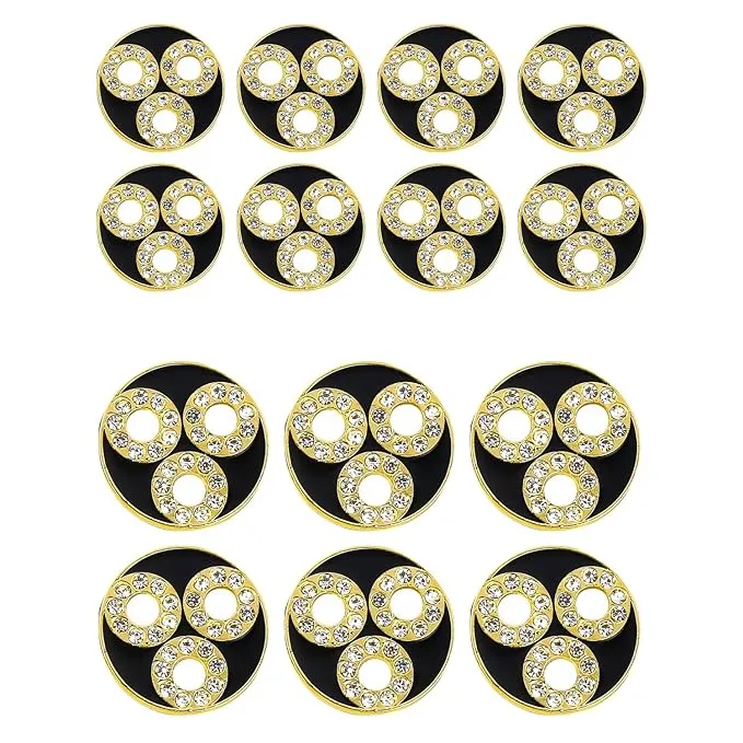 Circular Metal Buttons with Diamond Accents