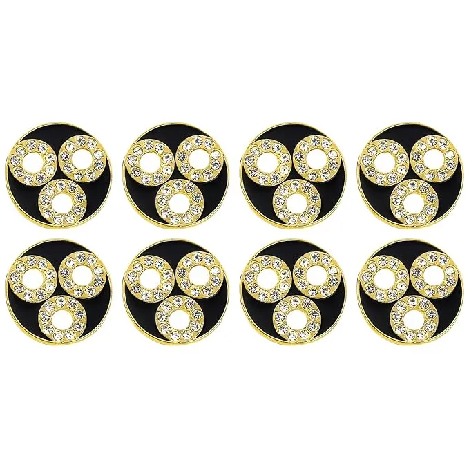 Circular Metal Buttons with Diamond Accents