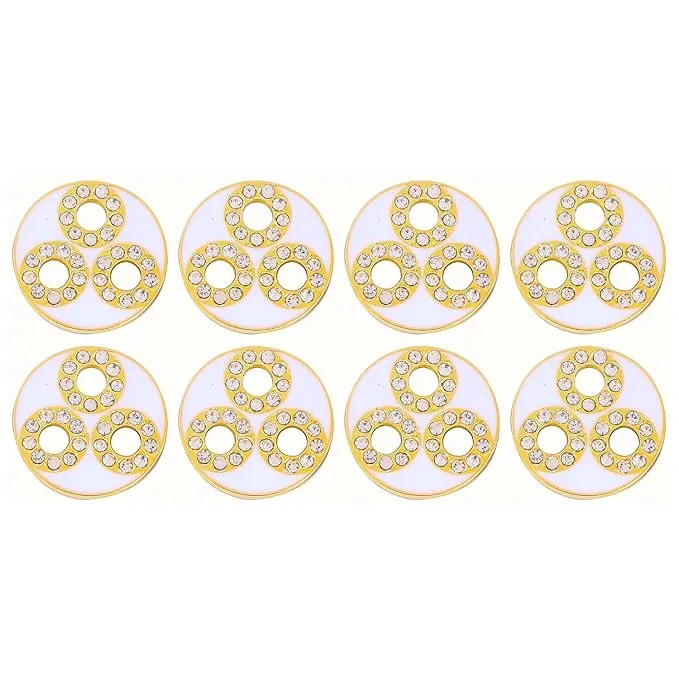 Circular Metal Buttons with Diamond Accents